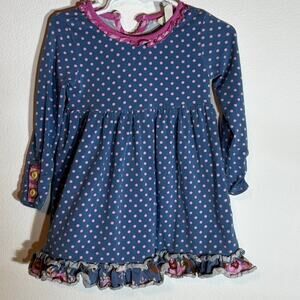 Matilda Jane Baby Girls 18-24m blue Pink Ruffle Dress Polka Dots